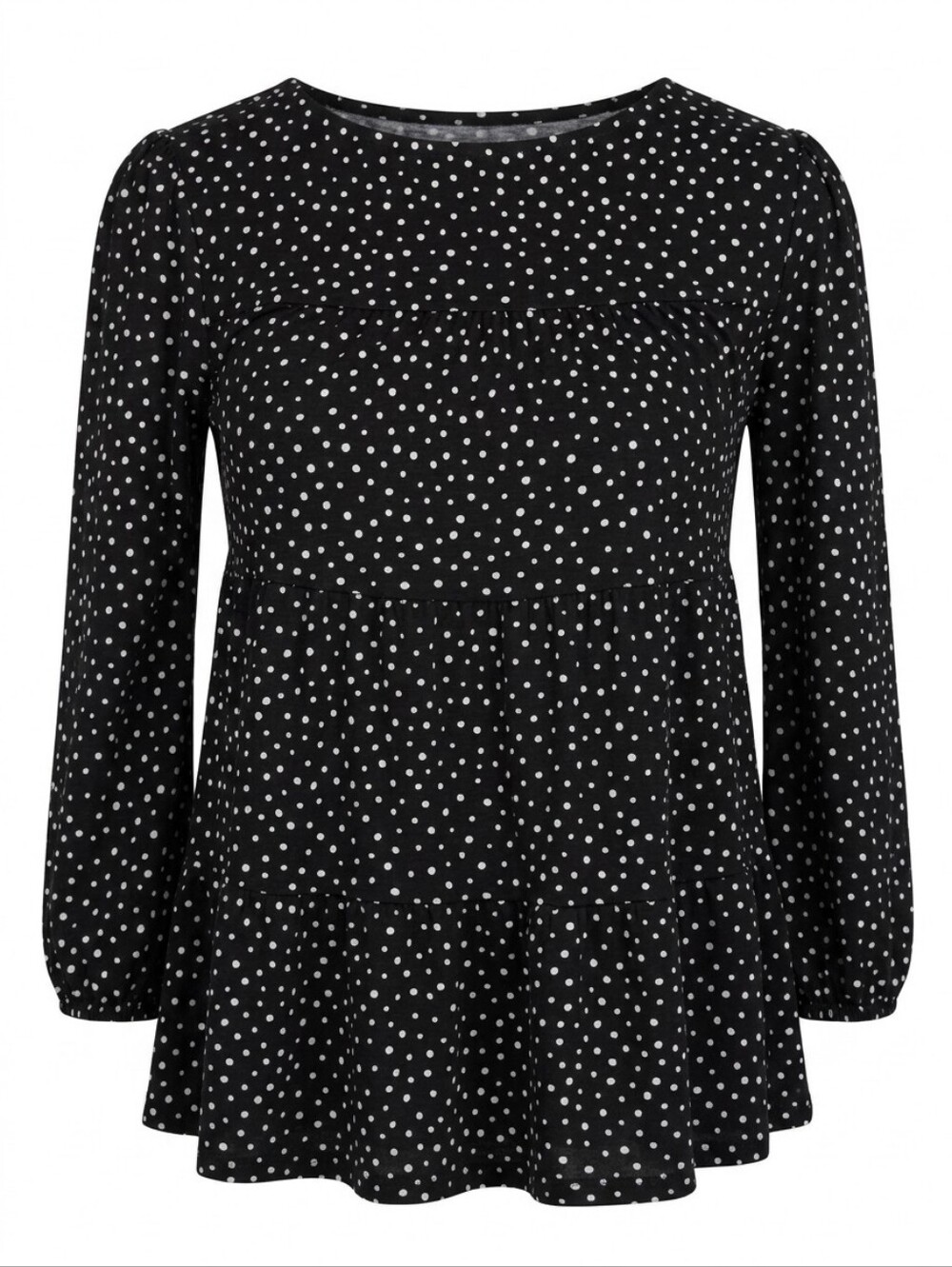 Monteau Los Angeles Polka Dot Tiered Babydoll Blouse Size Small